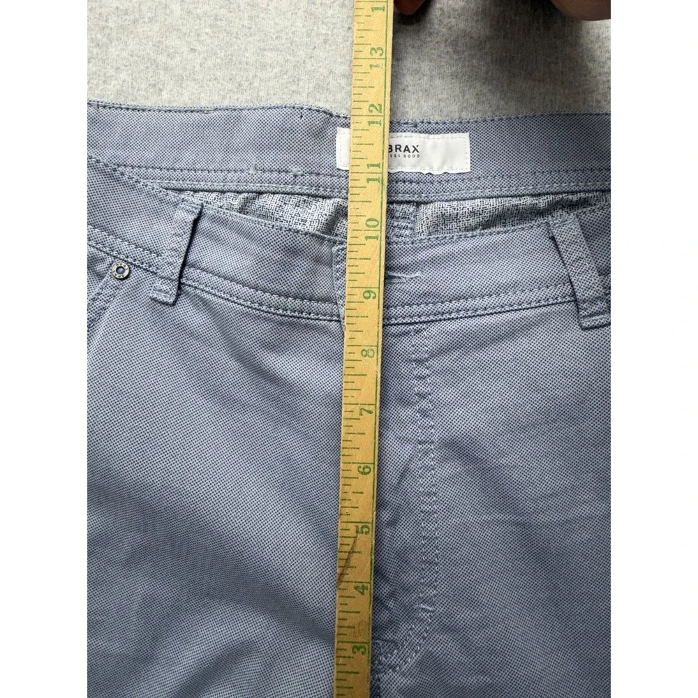 Brax Pants Mens 36x32 Light Blue Gray Cooper Fancy Regular Fit Micro Print Chino